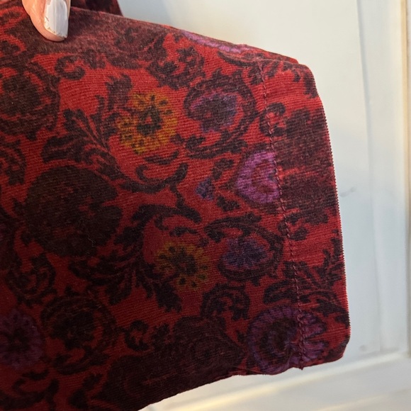 Free People Burgundy Floral Cropped Flare Pants - Picture 11 of 14